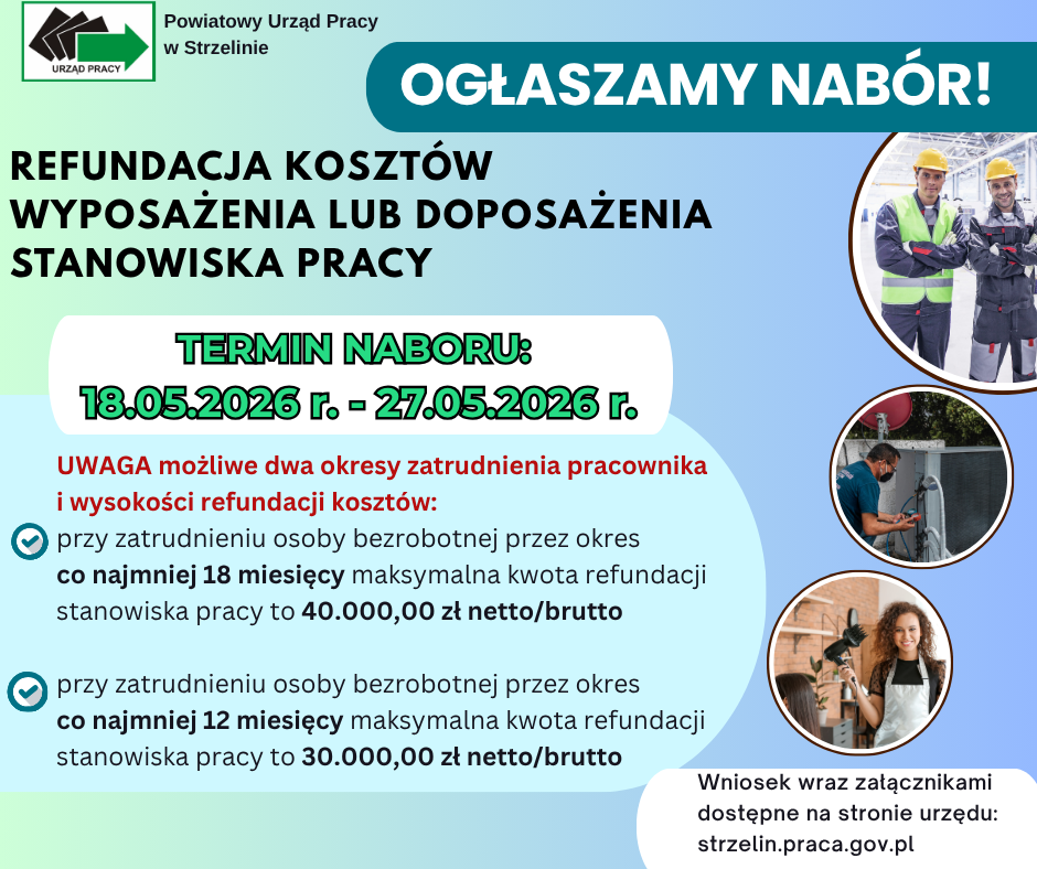 Obrazek dla: Nabór wniosków na Refundacje kosztów wyposażenia lub...