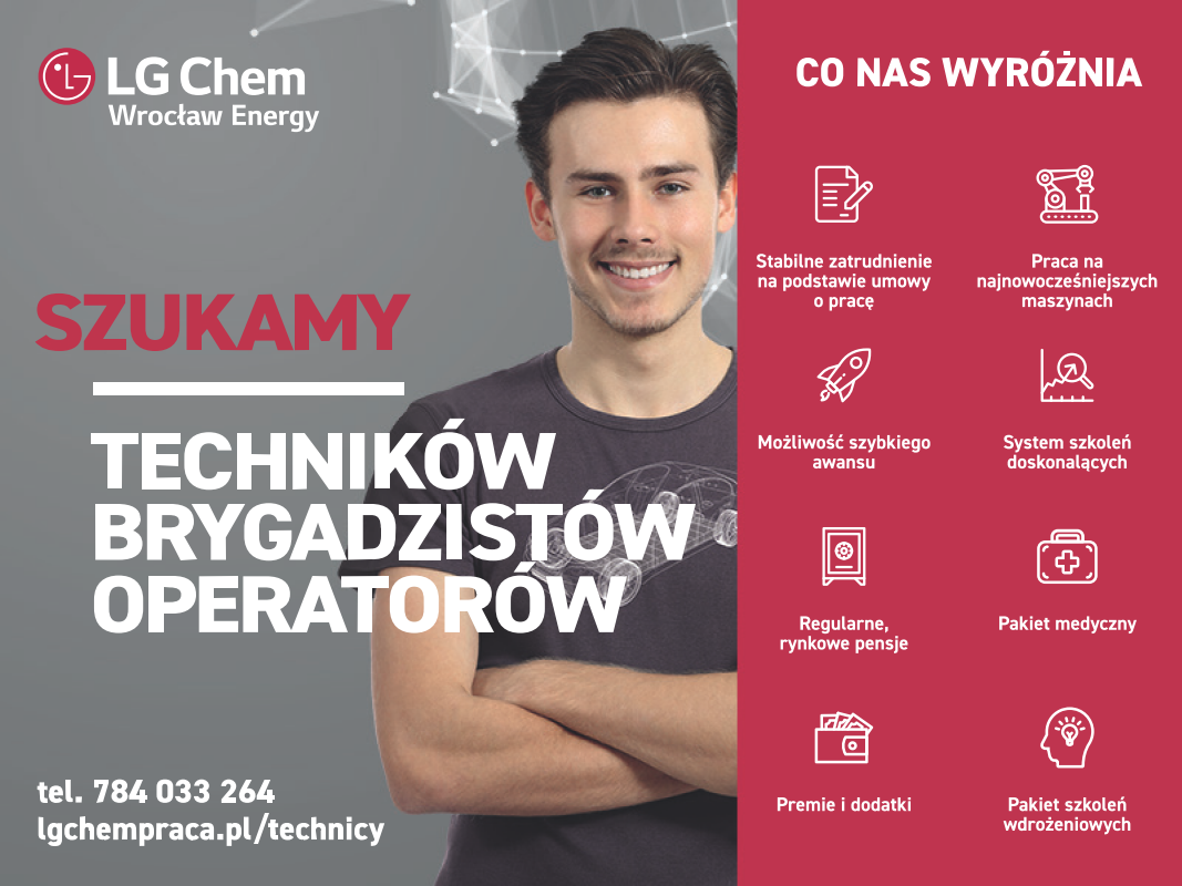 Praca LG Chem Wrocław - Szukamy techników, brygadzistów, operatorów - www.lgchempraca.pl
